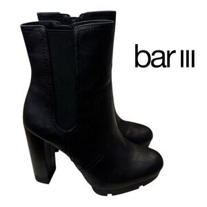 New Bar III Graciiep Women's Black Heeled Ankle Boots Booties 7